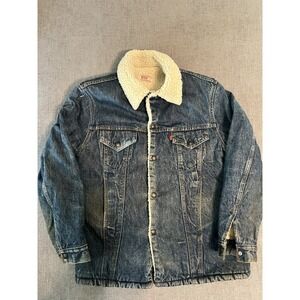 Levi's Vintage 70s Sherpa Lined Truckers Jacket Jean Denim Mens 42R Made USA